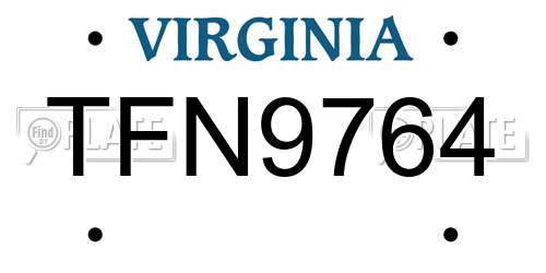 TFN9764 Virginia License Plate
