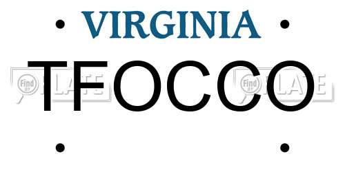 TFOCCO Virginia License Plate