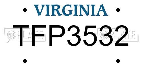 TFP3532 Virginia License Plate