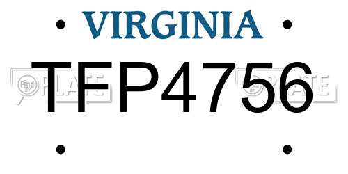 TFP4756 Virginia License Plate