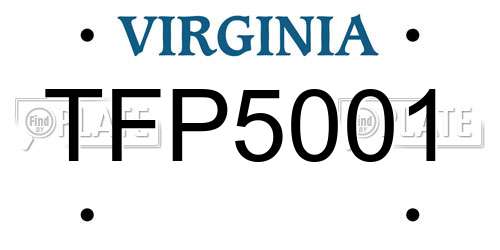 TFP5001 Virginia License Plate