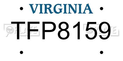 TFP8159 Virginia License Plate