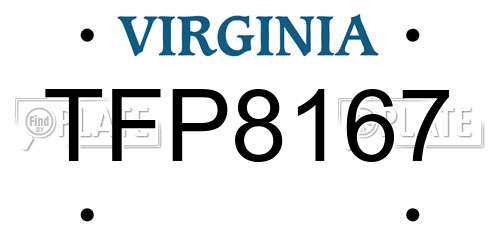 TFP8167 Virginia License Plate