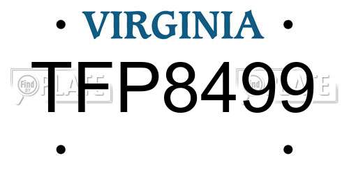 TFP8499 Virginia License Plate