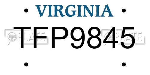TFP9845 Virginia License Plate