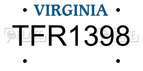 TFR1398 Virginia License Plate