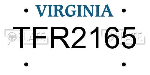 TFR2165 Virginia License Plate