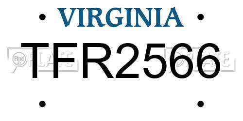 TFR2566 Virginia License Plate