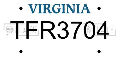 TFR3704 Virginia License Plate