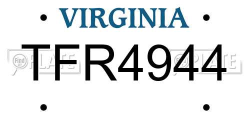 TFR4944 Virginia License Plate