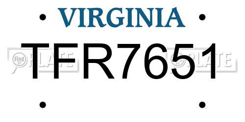 TFR7651 Virginia License Plate
