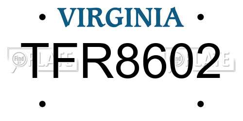 TFR8602 Virginia License Plate