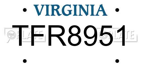 TFR8951 Virginia License Plate
