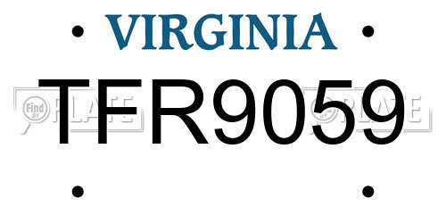 TFR9059 Virginia License Plate