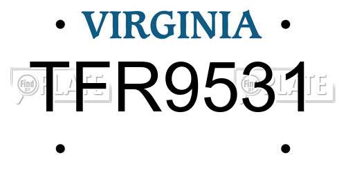 TFR9531 Virginia License Plate