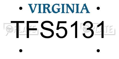 TFS5131 Virginia License Plate