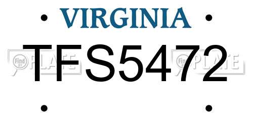 TFS5472 Virginia License Plate