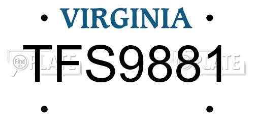 TFS9881 Virginia License Plate