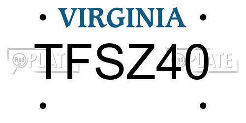 TFSZ40 Virginia License Plate