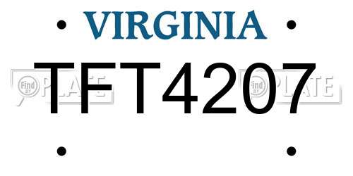 TFT4207 Virginia License Plate