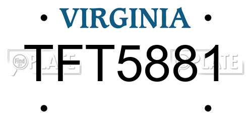 TFT5881 Virginia License Plate