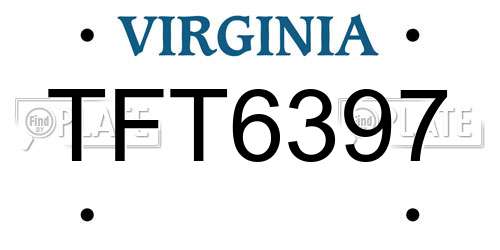 TFT6397 Virginia License Plate