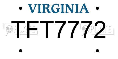 TFT7772 Virginia License Plate