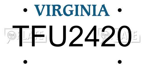 TFU2420 Virginia License Plate