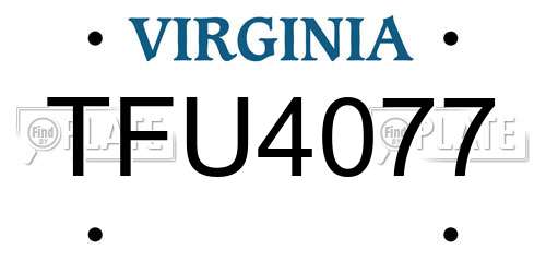 TFU4077 Virginia License Plate