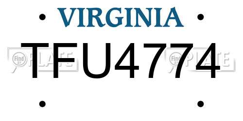 TFU4774 Virginia License Plate