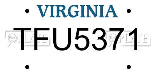TFU5371 Virginia License Plate
