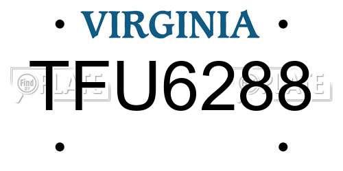 TFU6288 Virginia License Plate