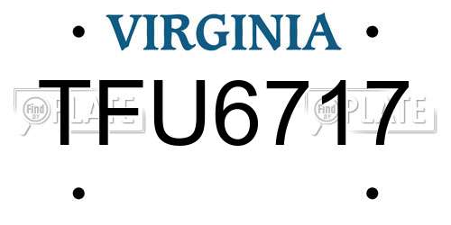 TFU6717 Virginia License Plate