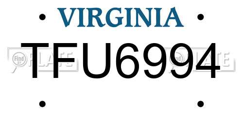 TFU6994 Virginia License Plate