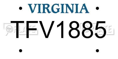 TFV1885 Virginia License Plate