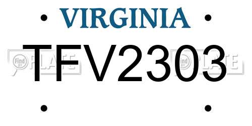 TFV2303 Virginia License Plate