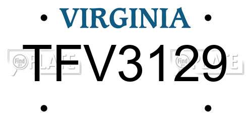 TFV3129 Virginia License Plate