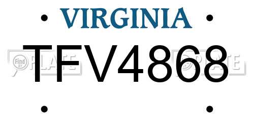 TFV4868 Virginia License Plate