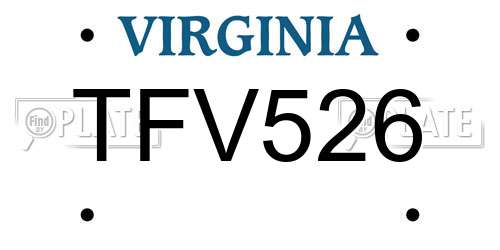 TFV526 Virginia License Plate