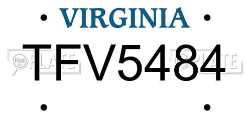 TFV5484 Virginia License Plate