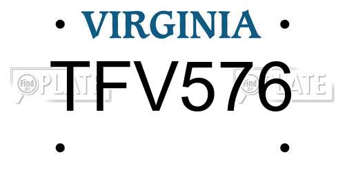 TFV576 Virginia License Plate