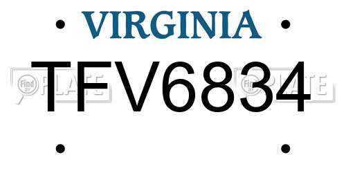 TFV6834 Virginia License Plate