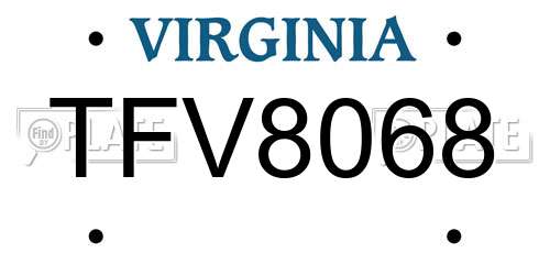 TFV8068 Virginia License Plate