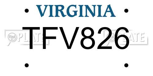 TFV826 Virginia License Plate