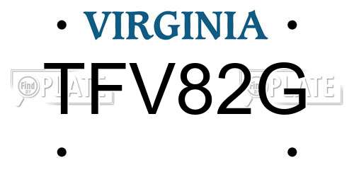 TFV82G Virginia License Plate