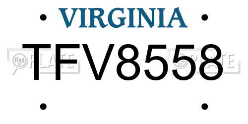 TFV8558 Virginia License Plate