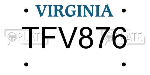 TFV876 Virginia License Plate