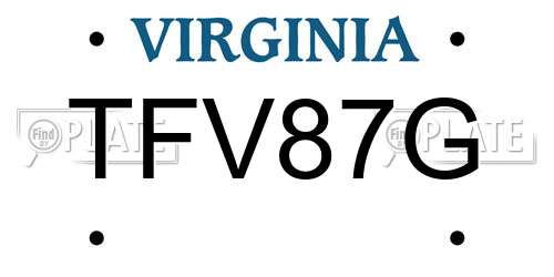 TFV87G Virginia License Plate