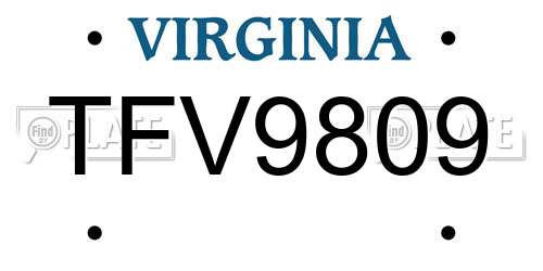 TFV9809 Virginia License Plate