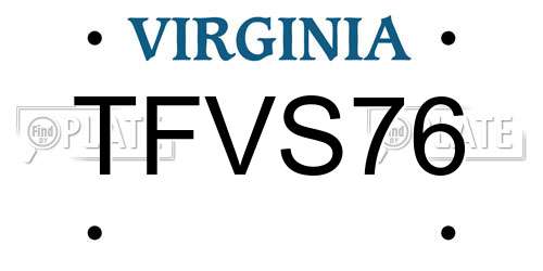 TFVS76 Virginia License Plate
